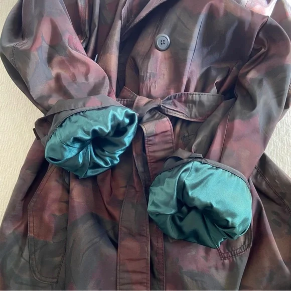 Vintage Dark Floral Trench Coat - Picture 13 of 16